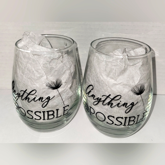 2 Piece Stemless Wine Glass Set (Anything is Possible) - Picture 2 of 3